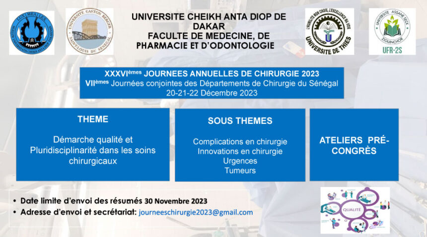 XXXVIèmes JOURNEES ANNUELLES DE CHIRURGIE 2023 - UFR Santé UIDT